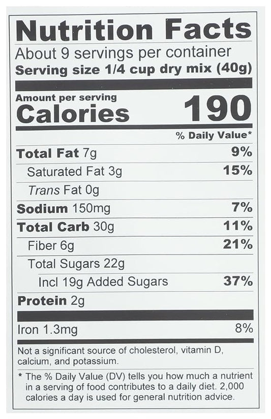 Nutrition Information - Chocolate Chip Cookie Mix