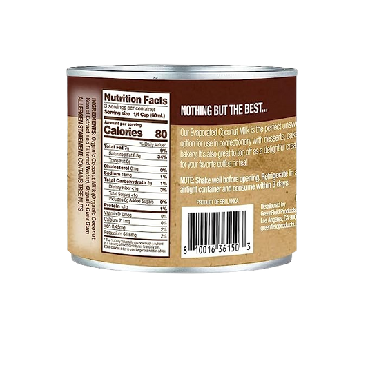 Nutrition Information - Organic Evaporated Coconut Milk (12 Pack)