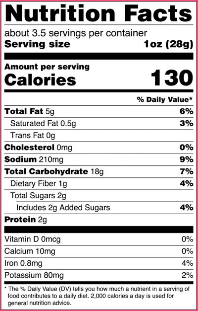 Nutrition Information - Sweet Chili Seaweed Puff (8 Pack)