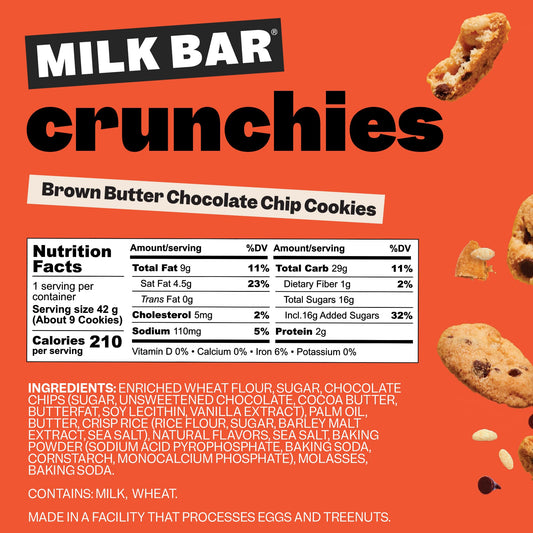Nutrition Information - Brown Butter Chocolate Chip Cookies