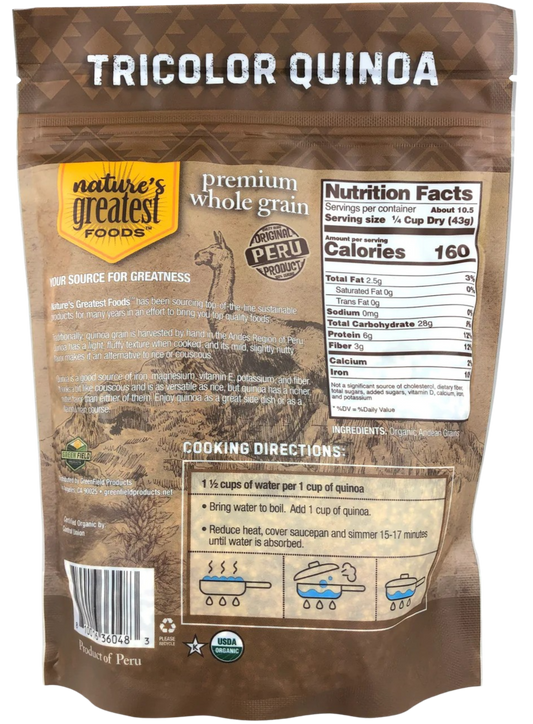 Nutrition Information - Organic Tricolor Quinoa
