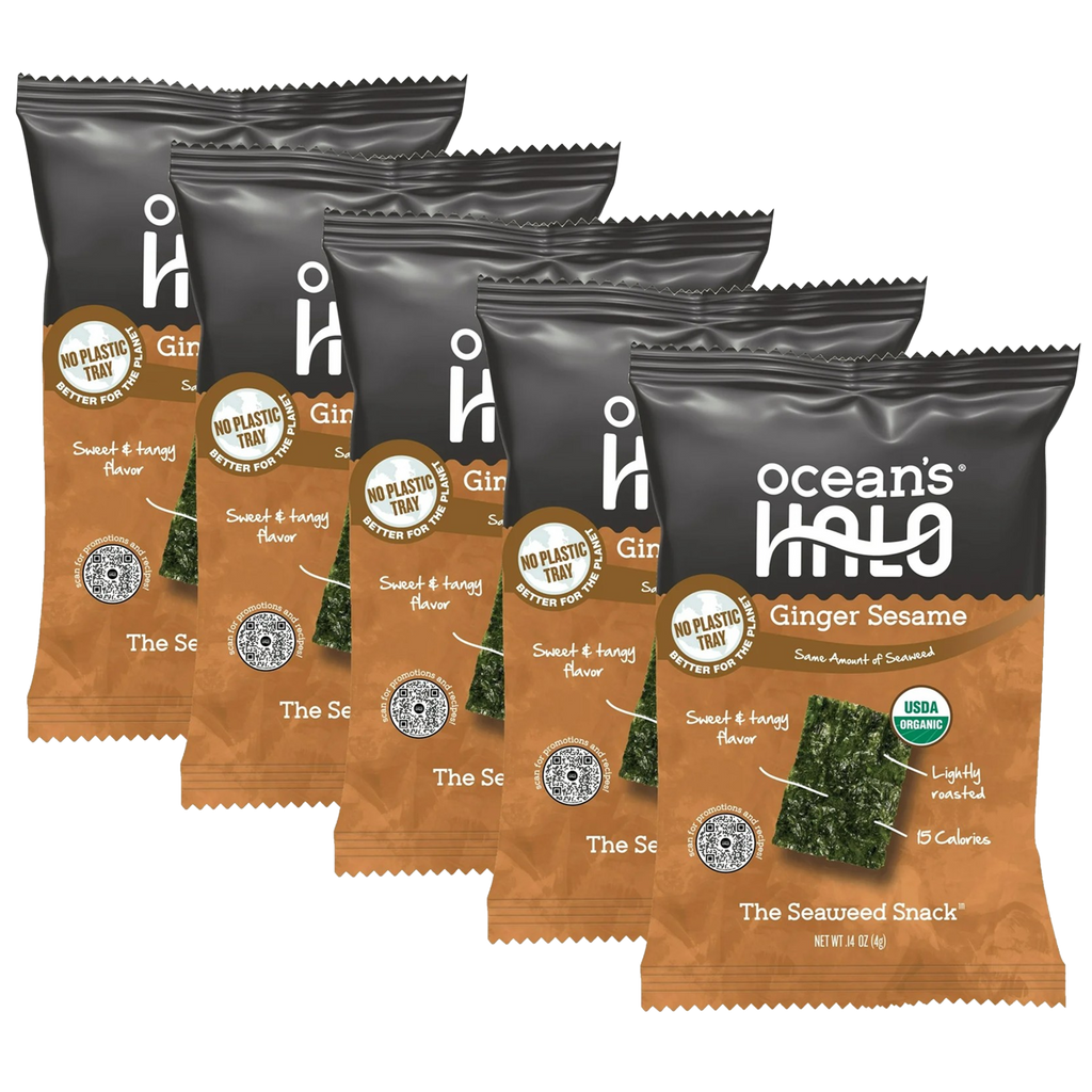 Ocean's Halo Organic Ginger Sesame Trayless Seaweed Snacks (5 Pack