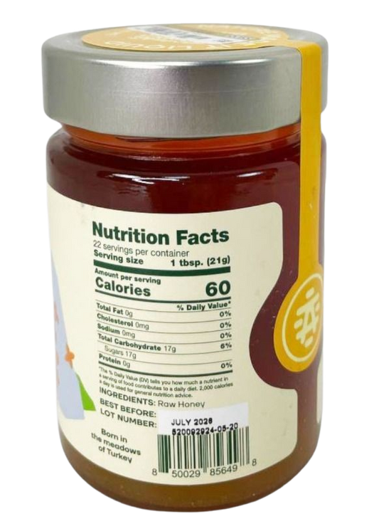 Nutrition Information - 100% Pure Raw Honey Golden Wildflower