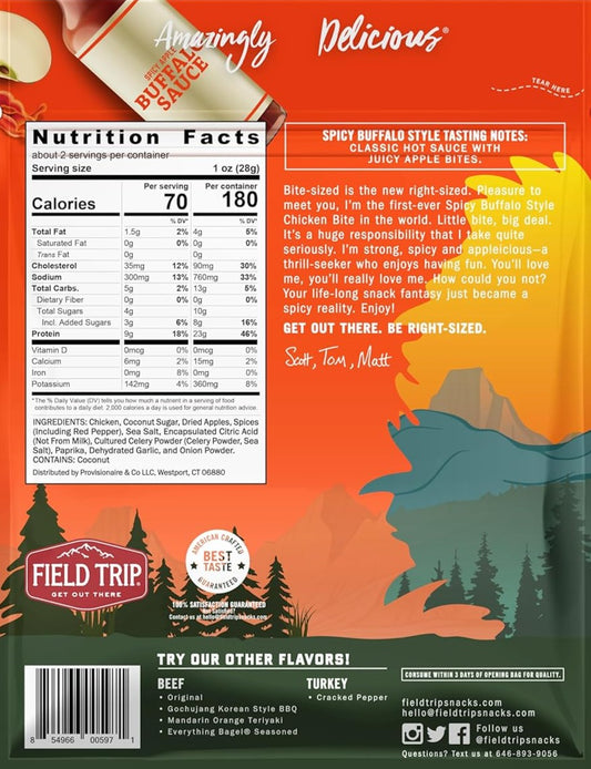 Nutrition Information - Buffalo Style Chicken Jerky Bites (Large Pack) - Low Carb, Healthy High Protein