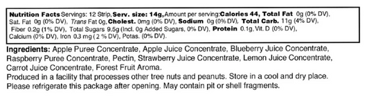 Nutrition Information - Fruit Strips Berry Mix (6 Pack)