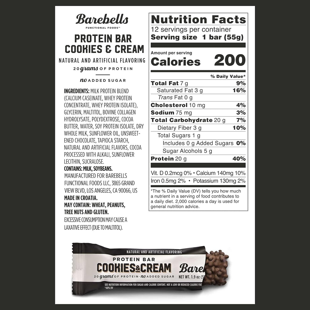 Barebells Cookies and Cream Protein Bar (12 Pack) – Martie