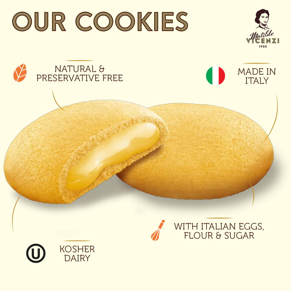 Grisbi Lemon Cream Filled Premium Italian Cookies