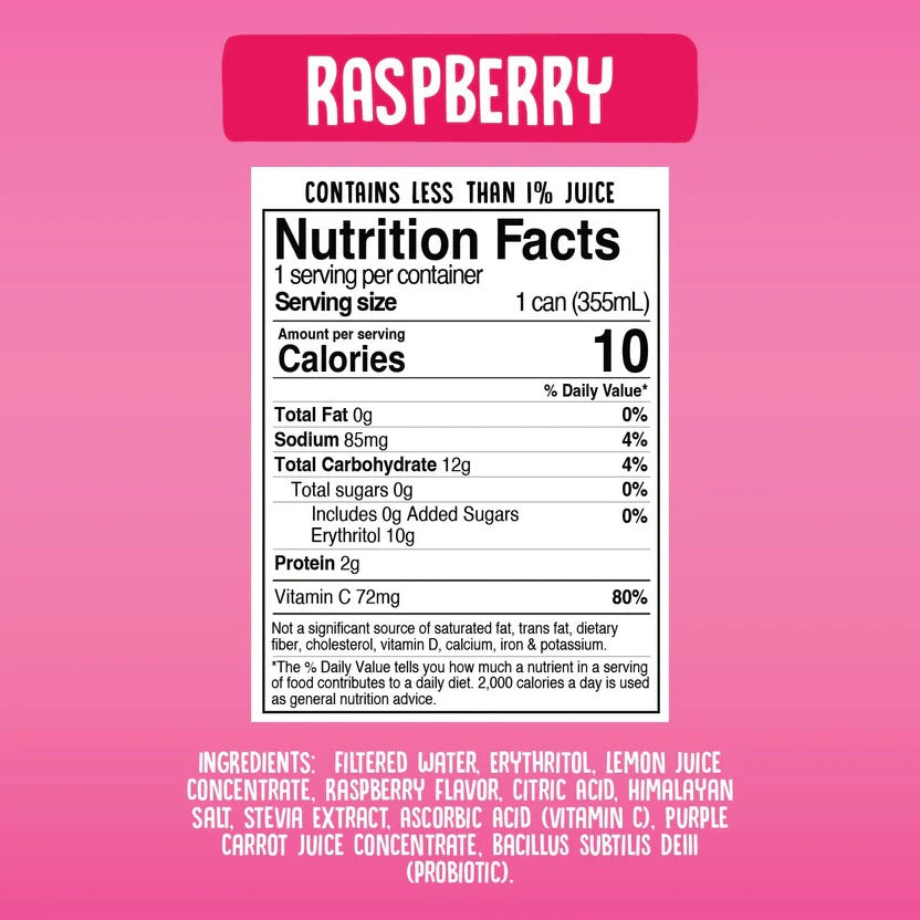 Probiotic Raspberry Soda (12 Pack)