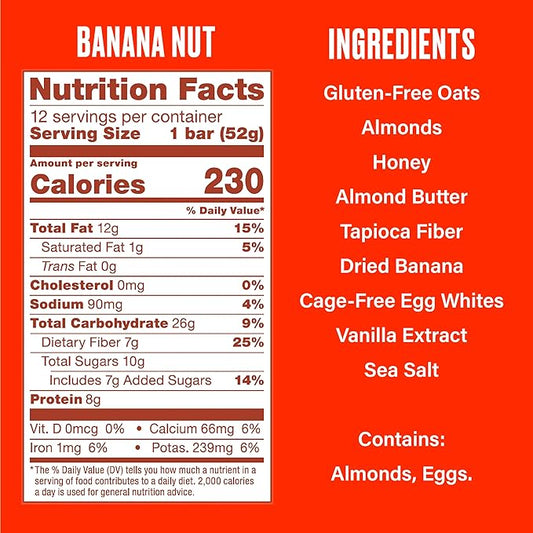 Nutrition Information - Banana Nut Breakfast Bar (12 Pack)
