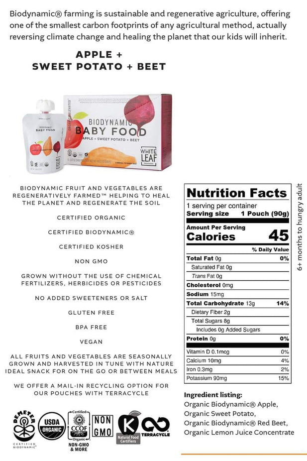 Apple, Sweet Potato, and Beet Baby Food Pouches (6 CT)