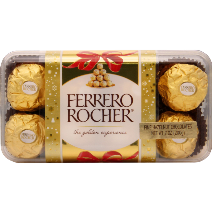 Ferrero Rocher Fine Hazelnut Chocolates - Holiday Gift Box (16 CT)