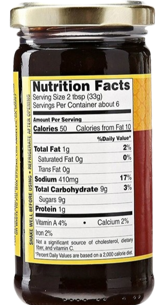 Nutrition Information - Hoisin Sauce