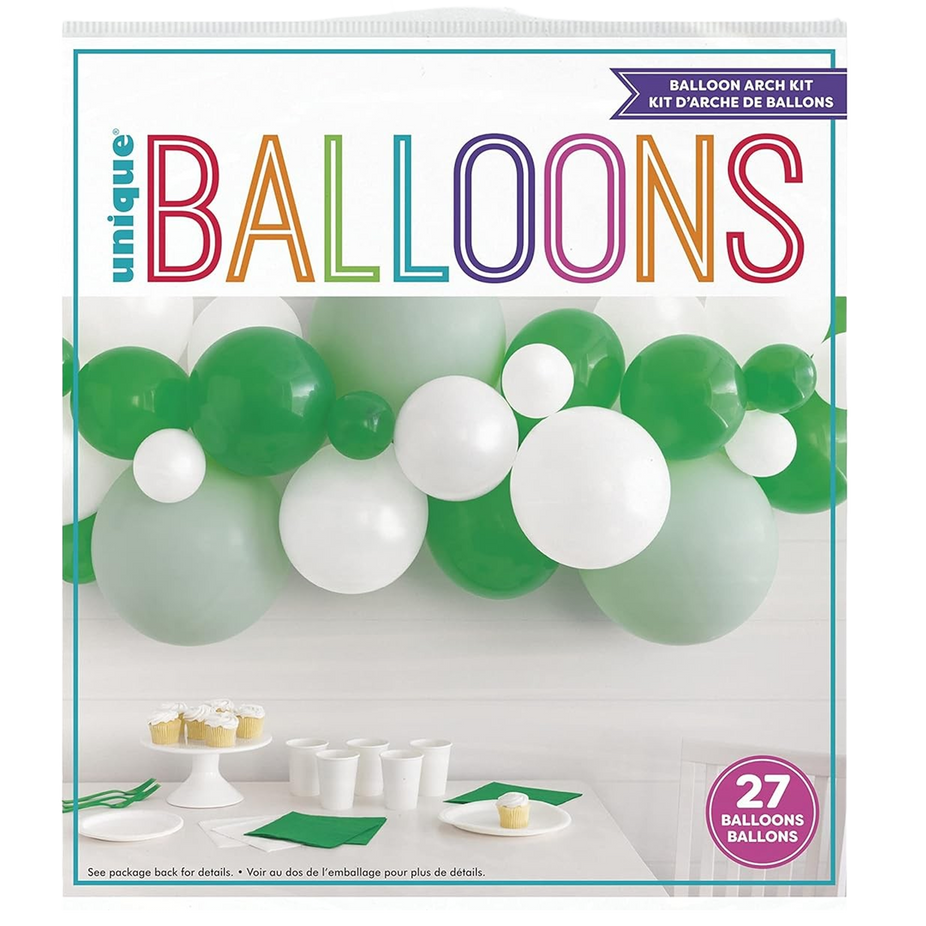 Ivory White & Matte Green Latex Balloon Arch Kit (27 CT)