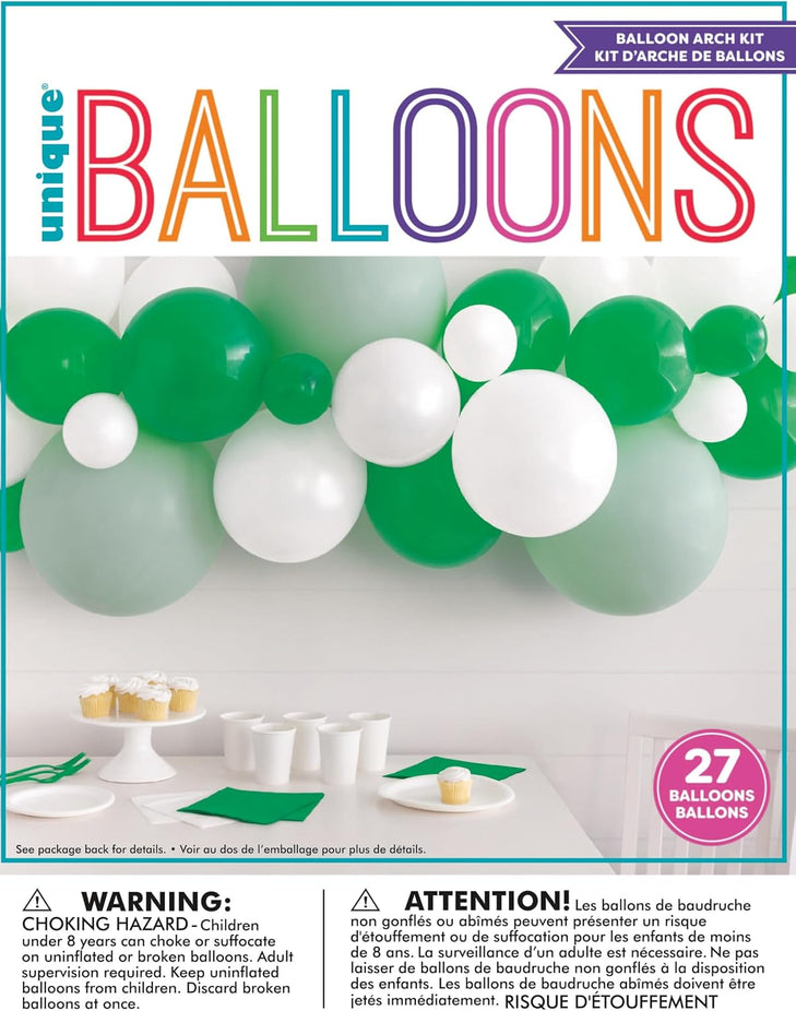 Ivory White & Matte Green Latex Balloon Arch Kit (27 CT)