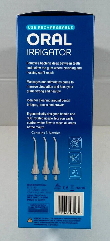 Rechargeable Oral Irrigator with 3 Nozzles