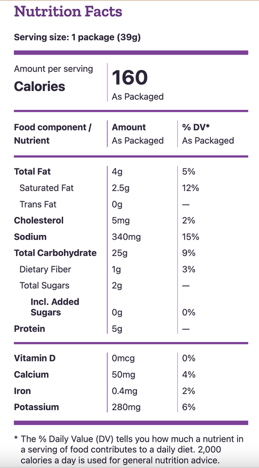 Nutrition Information - Yummy Bunnies & Cheddar Microwavable Mac & Cheese Cups