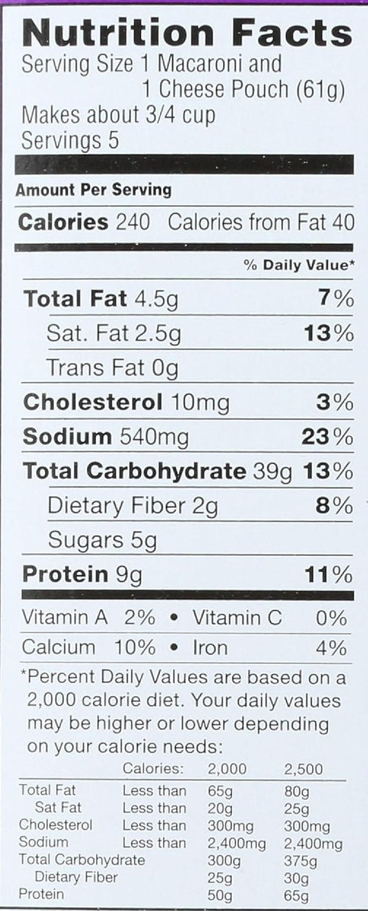 Nutrition Information - Annie's Microwavable White Cheddar Mac & Cheese