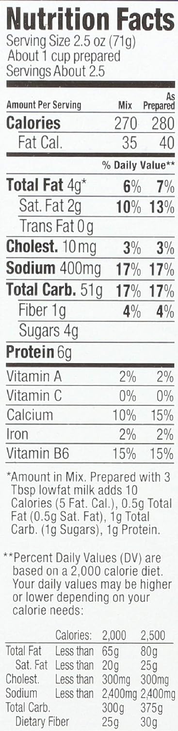 Nutrition Information - Gluten Free Rice Pasta & Cheddar Mac & Cheese