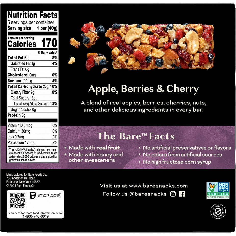 Fruit & Nut Bars Apple/Berries/Cherry (5 CT)