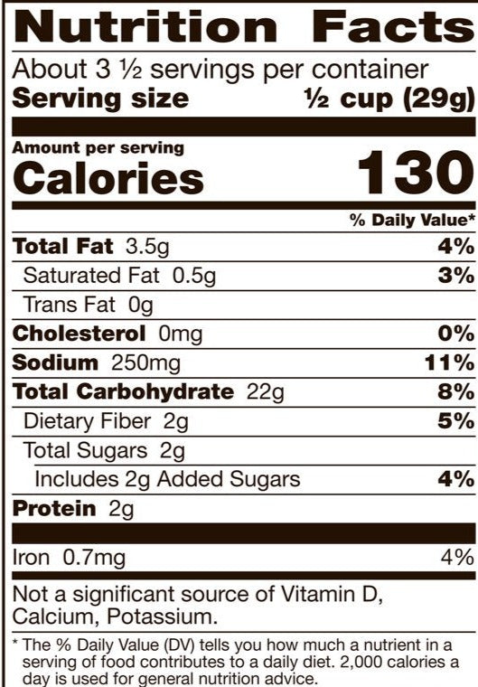 Nutrition Information - Traditional Snack Mix