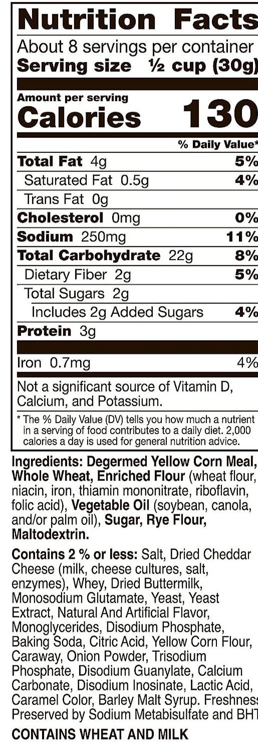 Nutrition Information - White Cheddar Snack Mix