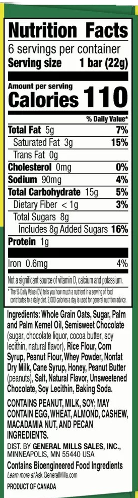 Nutrition Information - Crunchy Dipped Peanut Butter Chocolate (6 CT)