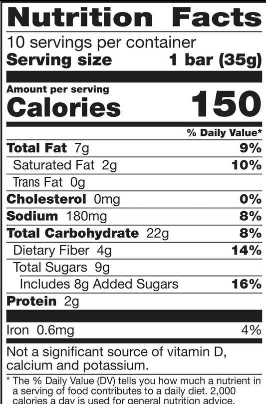 Nutrition Information - Muffin Chocolate Chip Bar (10 CT)