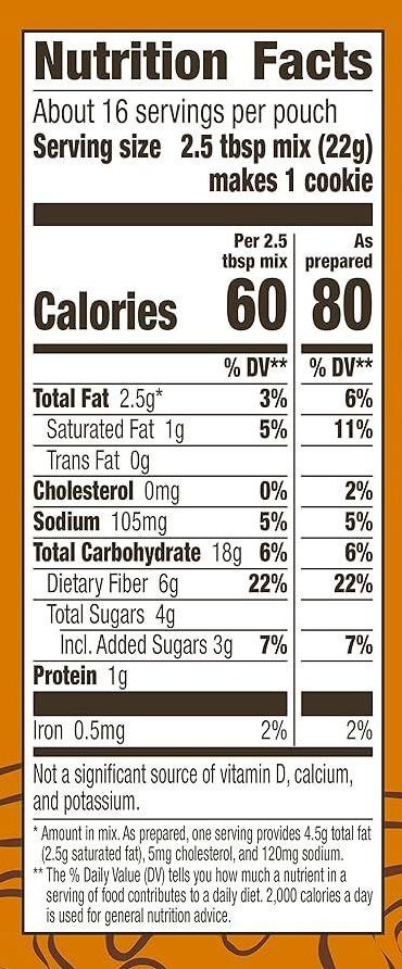 Nutrition Information - Light Cookie Mix - Peanut Butter Chocolate Chip