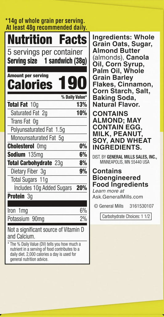 Nutrition Information - Biscuits with Almond Butter (5 CT)