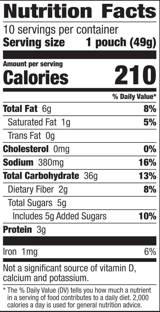 Nutrition Information - Multipack Cheddar Snack Mix (10 CT)