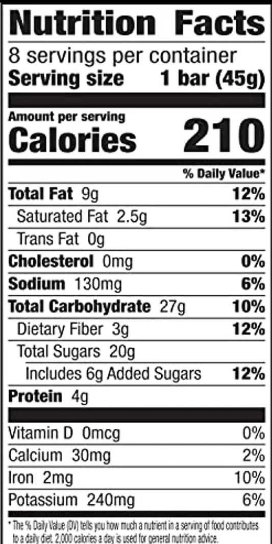 Nutrition Information - Chocolate Peanut Caramel Truffle Bars (6 Bars)