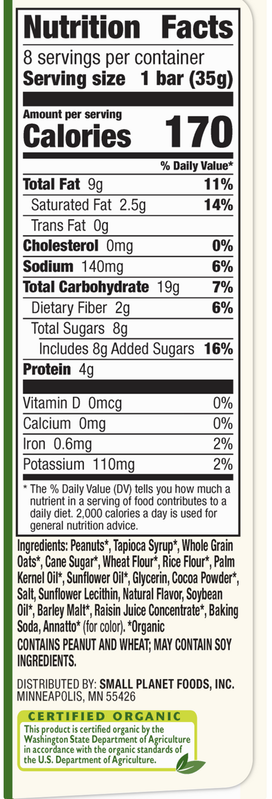 Nutrition Information - Organic Sweet & Saty Chewy Granola Bars Peanut Pretzel (5 CT)