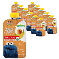 Organic Sesame Street Toddler Fruit Yogurt Smoothie - Peach Banana (12 Pack)