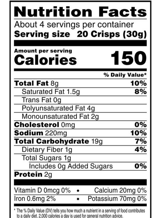 Nutrition Information - Snap'd Cheddar Sour Cream & Onion Cheesy Baked Snacks