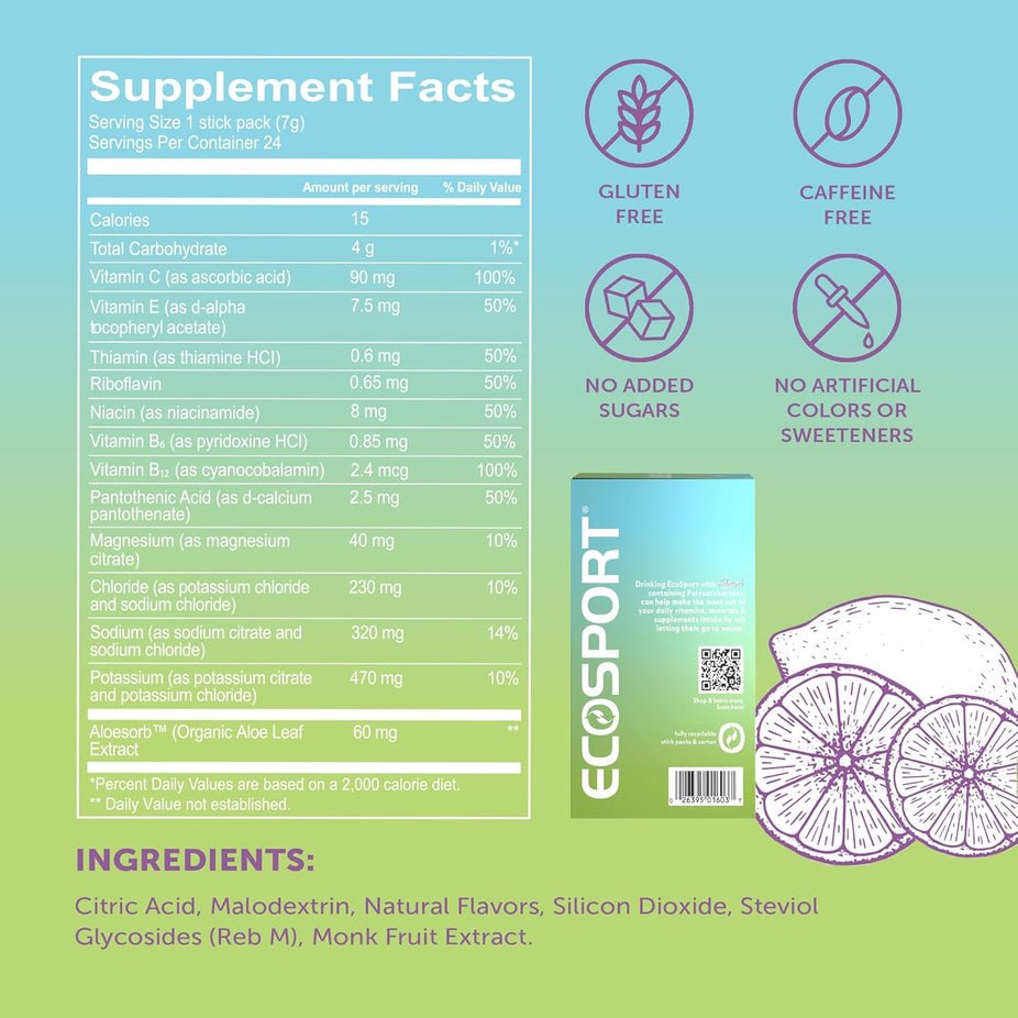 EcoSport Nutrient Support -  Lemon Lime (24 CT)