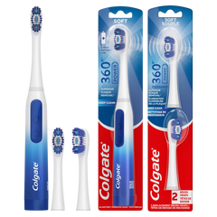 360 Floss Tip Sonic Powered Battery Toothbrush + 2 Floss Tip Refill Heads