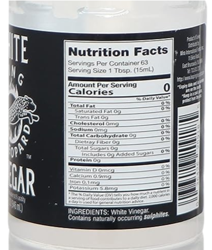 Nutrition Information - White Vinegar