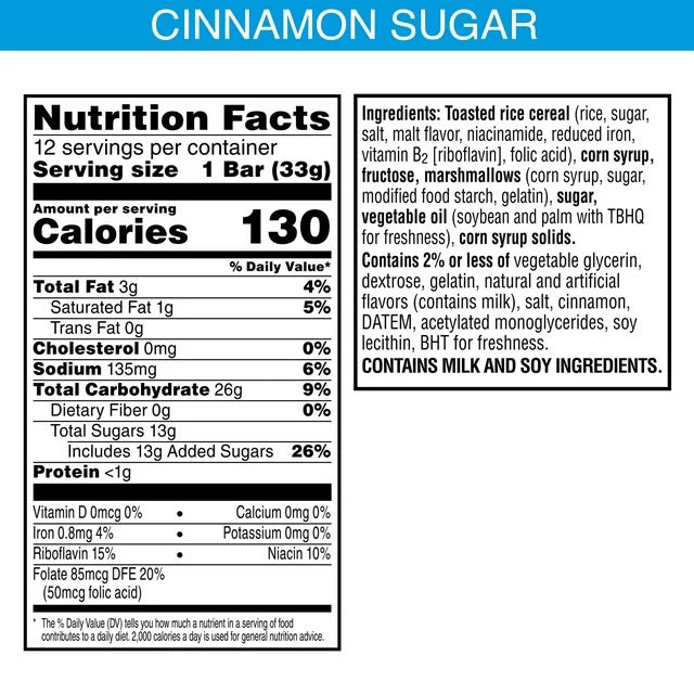 Homestyle Snack Bars - Cinnamon Sugar (12CT)