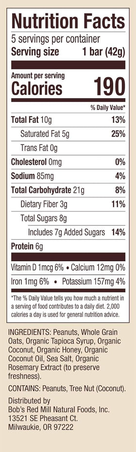 Peanut Butter Coconut And Oats Bars (5 CT)