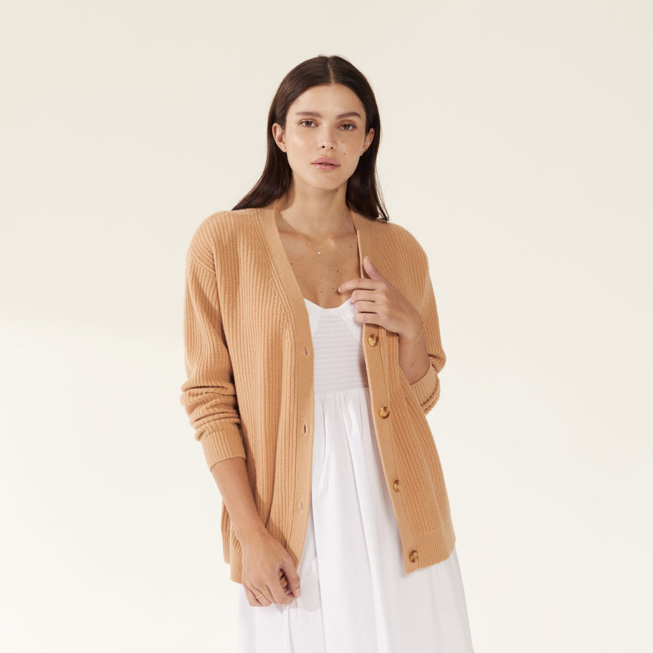 Billie Chunky Boyfriend Cashmere Cardigan