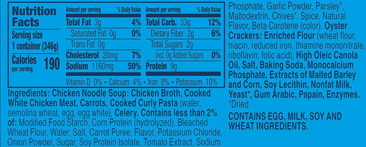 Nutrition Information - Toppers Chicken Noodle Soup with Oyster Crackers