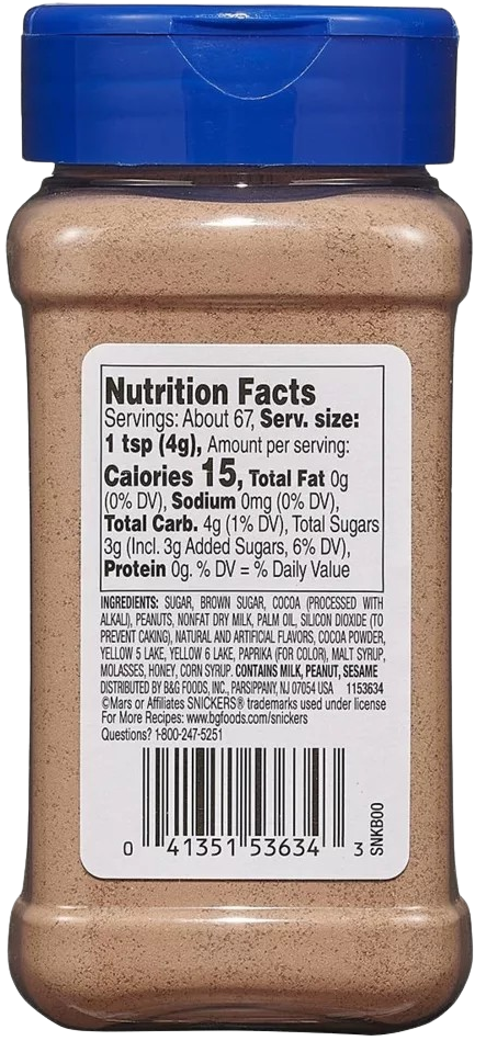 Nutrition Information - Snickers Shakers Seasoning Blend