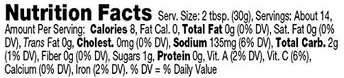 Nutrition Information - Organic Salsa Chipotle