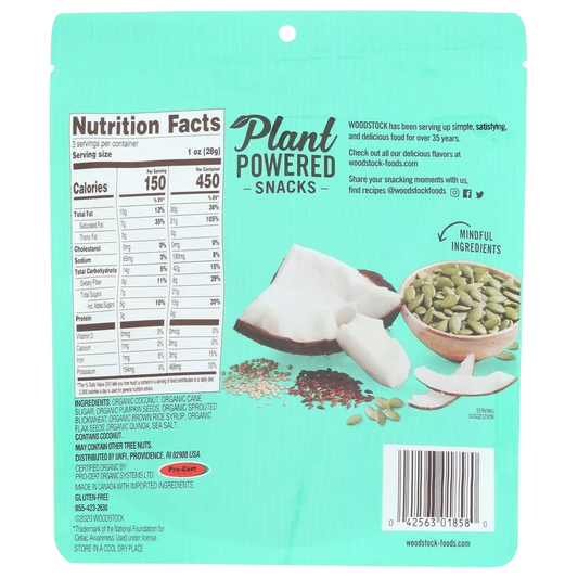 Nutrition Information - Organic Coconut Clusters With Pumpkin Seeds, Quinoa & Flax Seeds