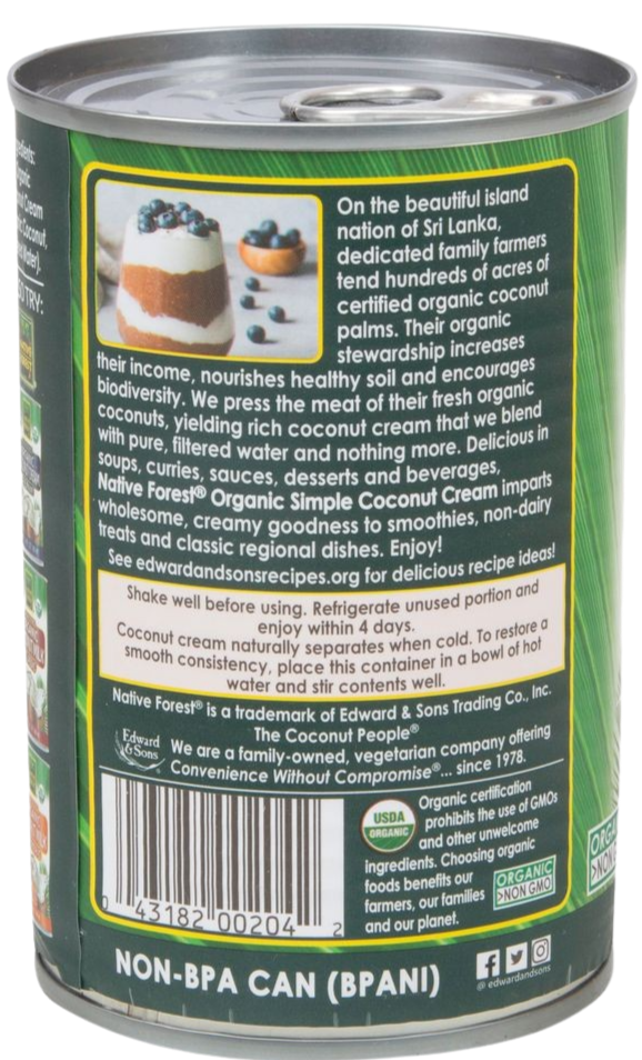Unsweetened Organic Coconut Cream