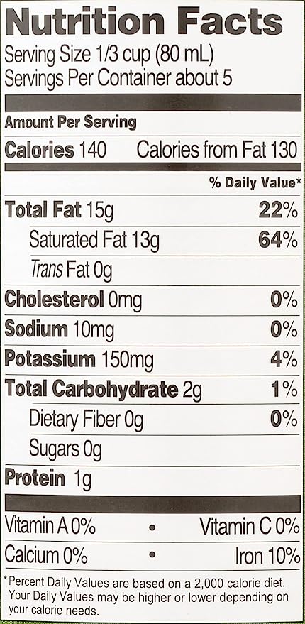 Nutrition Information - Organic Coconut Milk