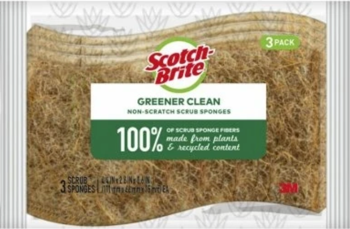 Non Scratch Scrub Sponges- 100% Plant (3 Pack)