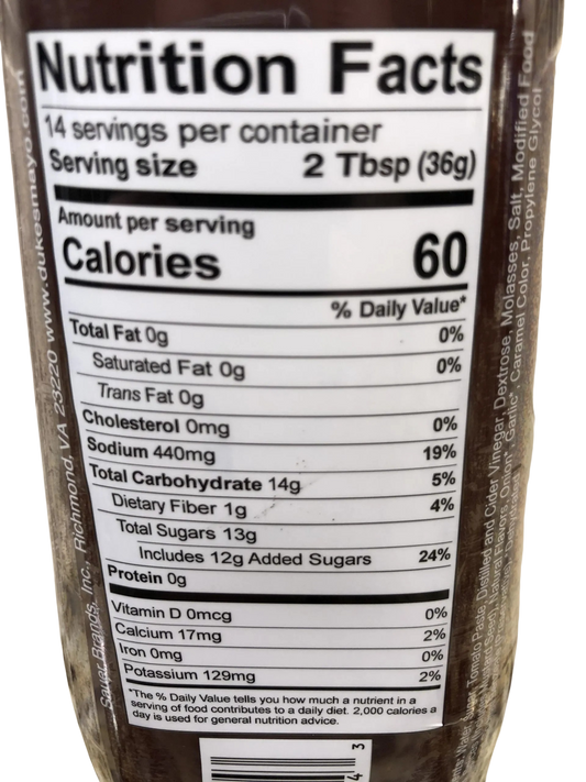 Nutrition Information - Georgia Sweet Heat BBQ Sauce