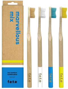 Marvelous Mix Medium Bamboo Toothbrush (4 CT)
