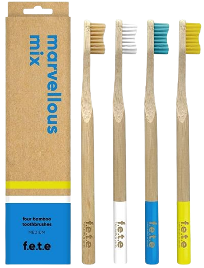 Marvelous Mix Medium Bamboo Toothbrush (4 CT)